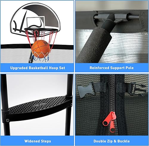 Miniatura 6 de Kacho Tranpoline Outdoor 8, 10, 12, 14, 15, 16 pies Tranpoline para niños diseño curvado reforzado y 1500 libras y fácil de instalar, tranpoline con