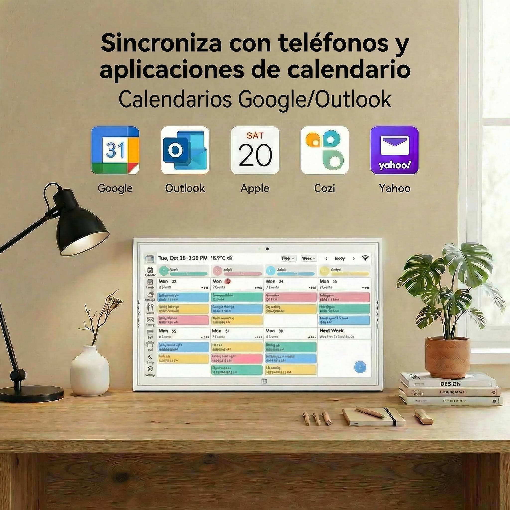 Calendario Digital, Calendario Electrónico de Pared 15,6" 32GB, Planificador Familiar Inteligente, Recompensas por los Logros y Planificador de Comidas, Pantalla Táctil 1920 * 1080