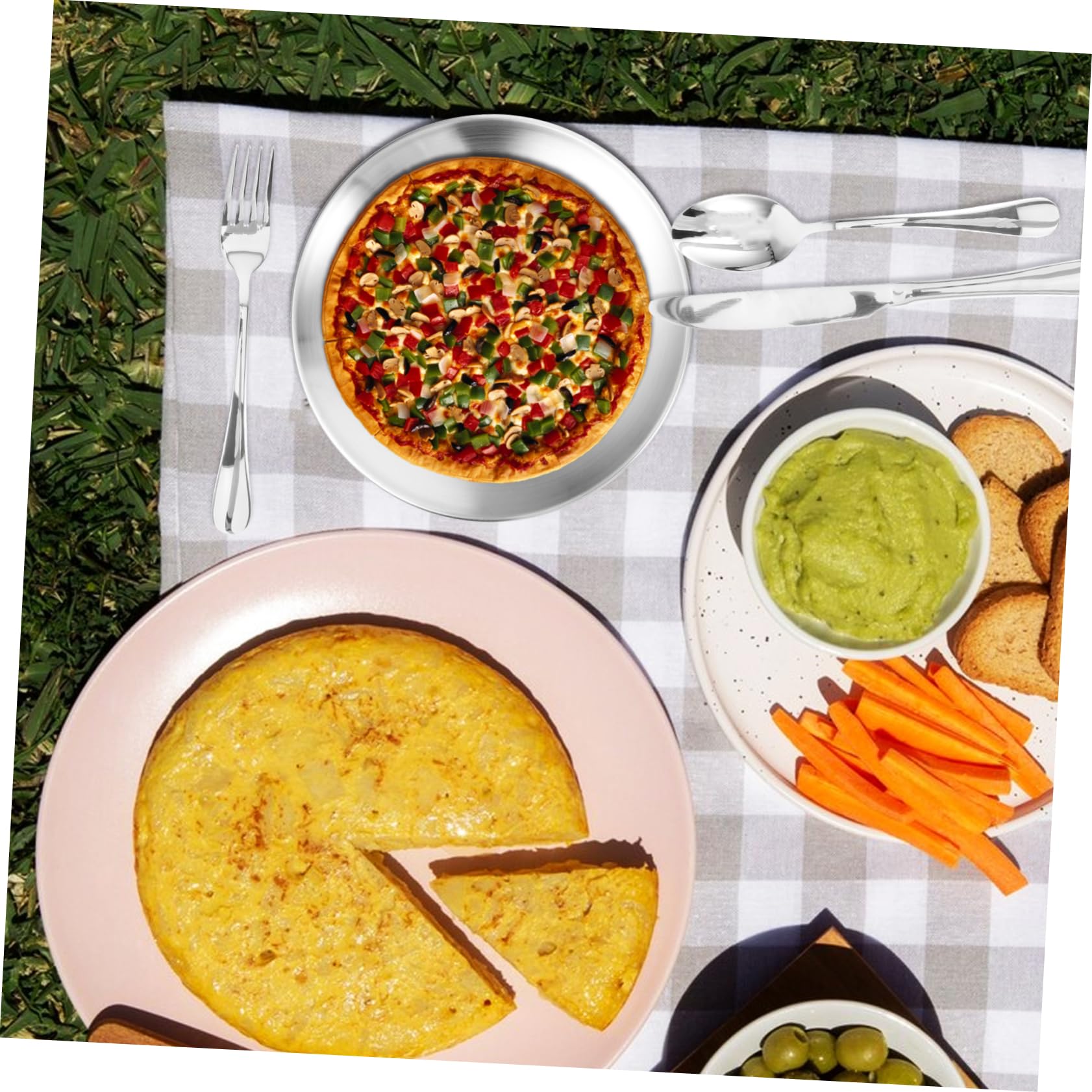 Abaodam Campingbesteckset aus Edelstahl mit Glatten Kanten und Tragetasche Leicht zu Tragen für Outdoor Camping und Wandern Schwarzes Picknick Besteck