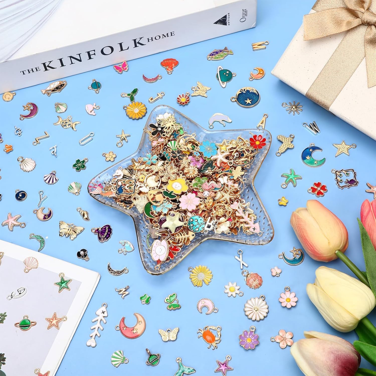SANNIX 500Pcs Charms for Jewelry Making, Assorted Themes Enamel Charms Bangle Charm Pendants for Bracelets Necklace Jewelry Making and Crafting