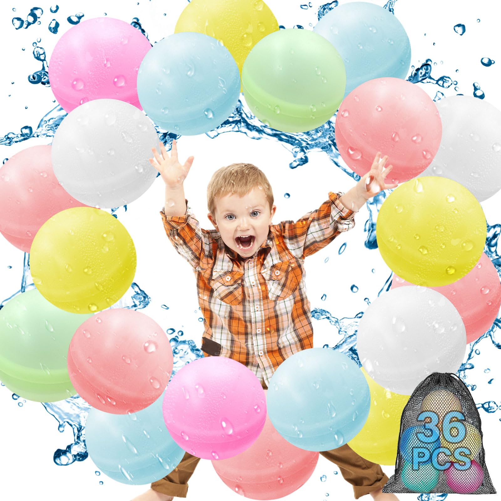 Bomba de agua reutilizable, 36 piezas de globos de agua de silicona, llenado rápido, para la fiesta de verano, lucha contra el agua, piscina, fiesta de jardín, playa