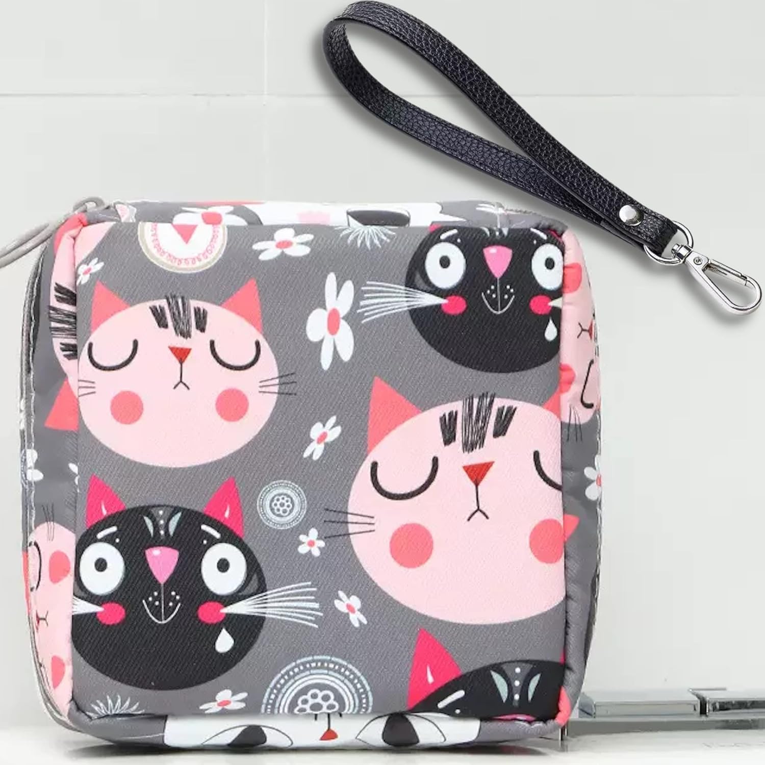 Adorable Pink Peri - Reusable Sanitary Napkin Pads Storage Bag Portable for Women Girls | Made of Nylon + Water Resistance + Reusable | Zero Waste Period (Cat 1) : Health & Household