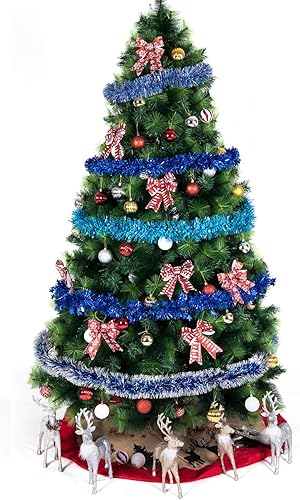 Miniatura 4 de iPEGTOP Guirnalda de oropel de Navidad de 26.2 pies, clásica gruesa y colorida reflejos, brillantes, suaves, para colgar en fiestas, adornos de