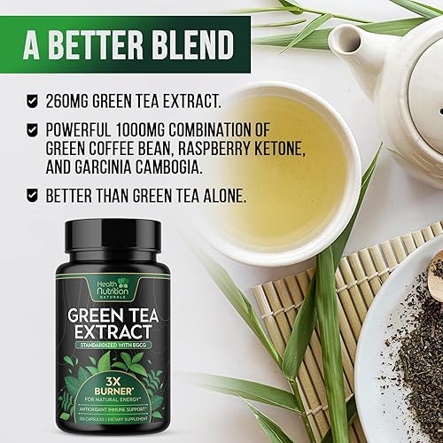 Miniatura 5 de Extracto de píldoras de té verde  98% EGCG estandarizado 1300 mg para energía natural  Apoya la salud cardíaca y antioxidante, suplemento de apoyo