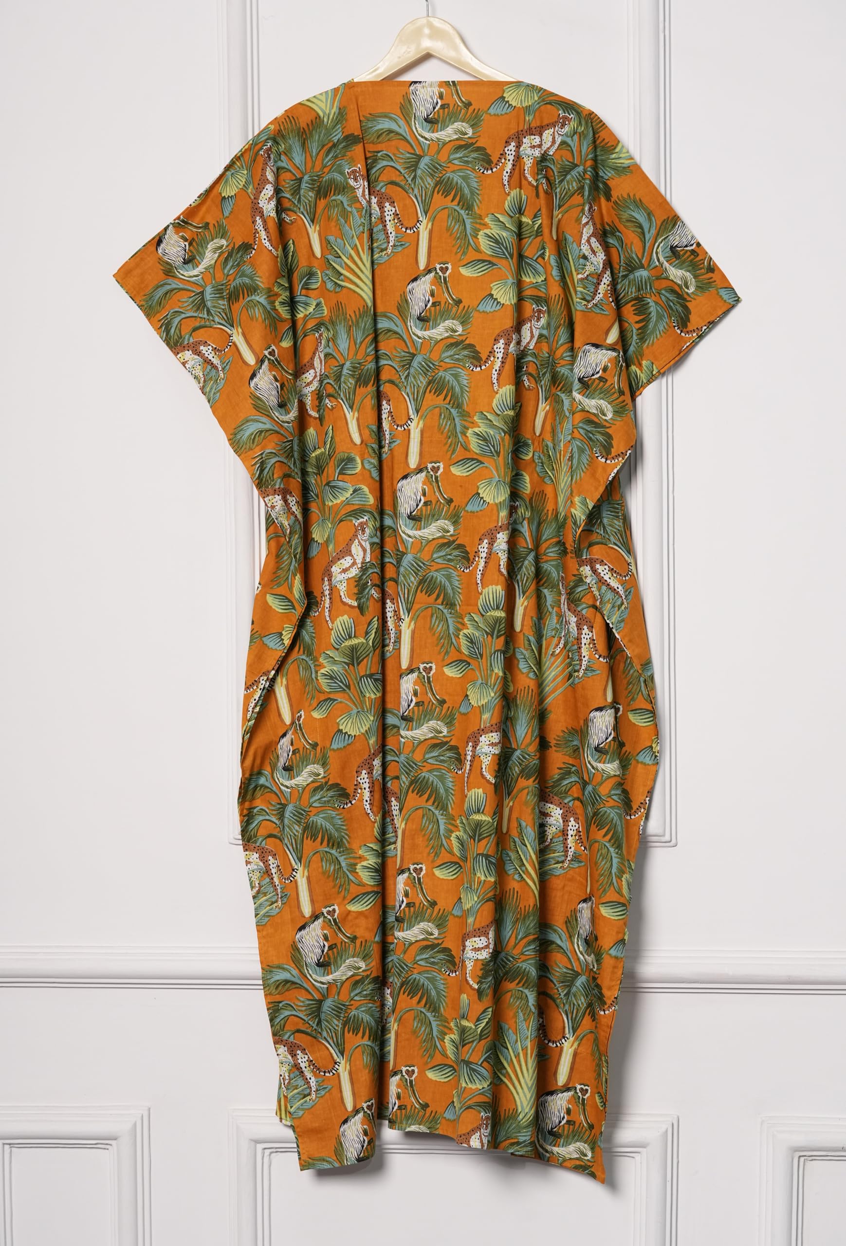 INDACORIFY Indian Hand Block Print Plus Size Dress Indian Cotton Kaftan Long Maxi Robe Boho Summer Night Wear Robe Cadeaux pour Elle
