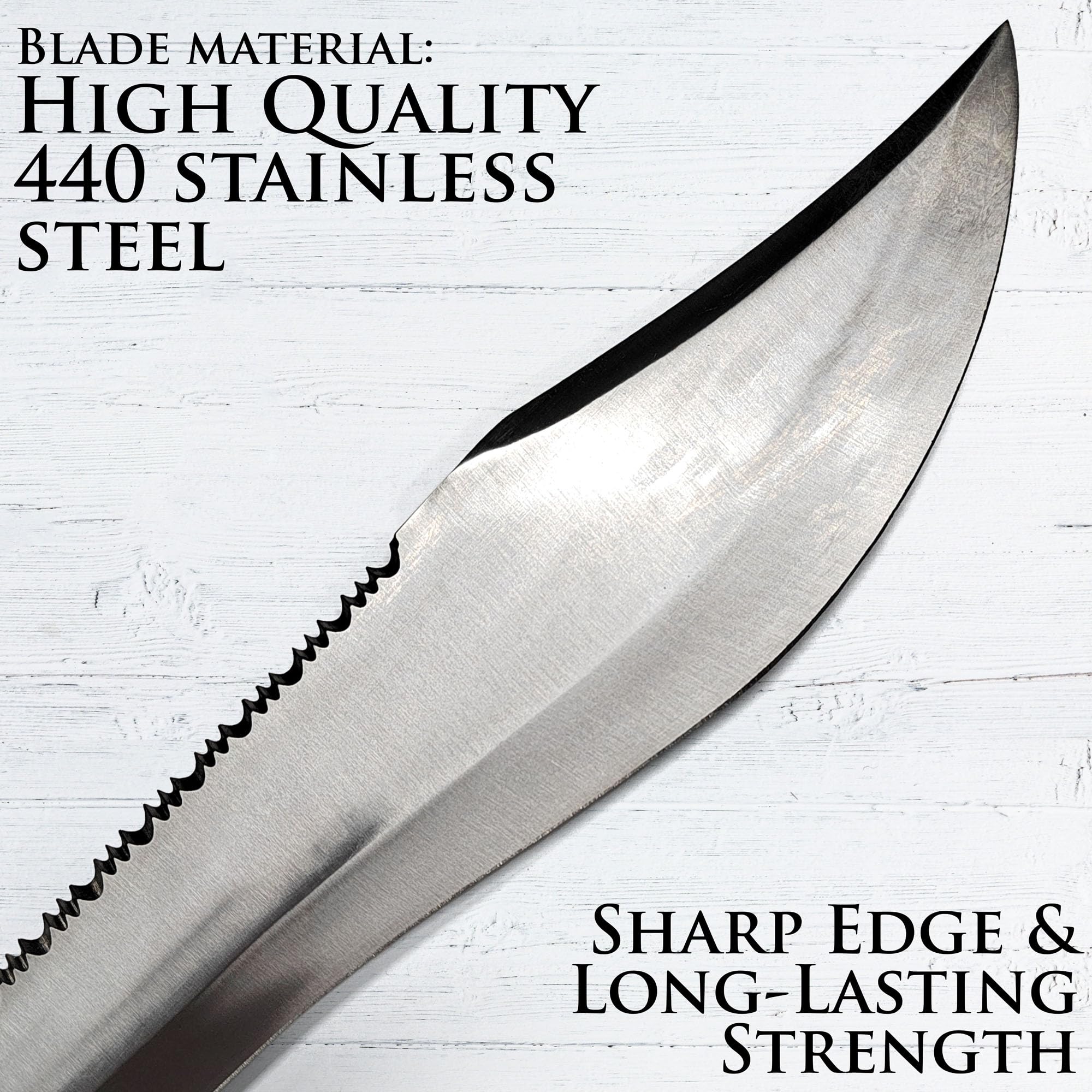 Swords and more Mick Crocodile Dundee Jagdmesser – 44,5 cm Bowie-Messer aus 440 Edelstahl – Inkl. Lederscheide – Legendäre Filmreplik für Sammler & Outdoor-Fans