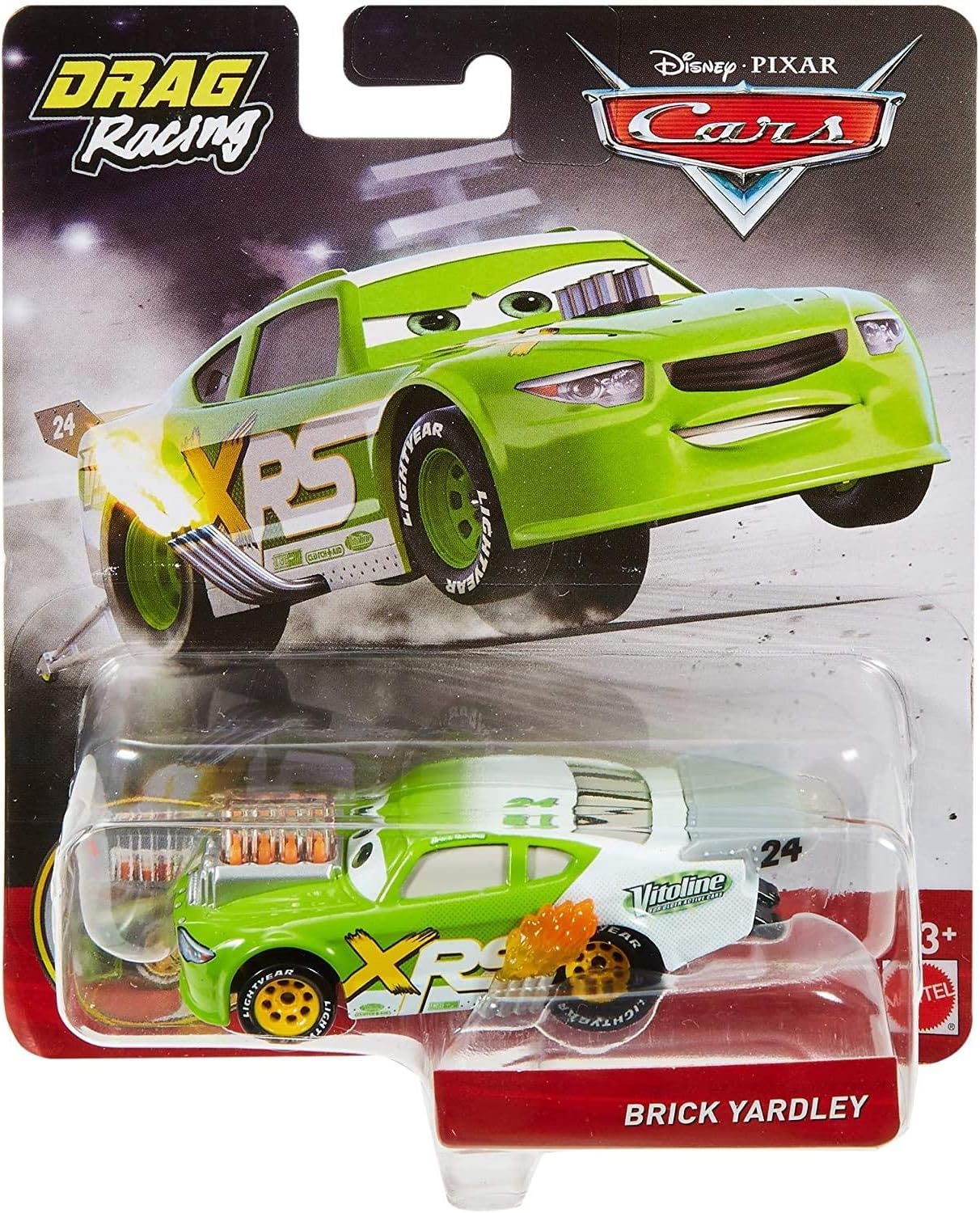 Disney Cars GFV40 Pixar's Cars XRS Drag Racing Brick Yardley 1:55 Scale Die-cast Vehicle, Multicoloured