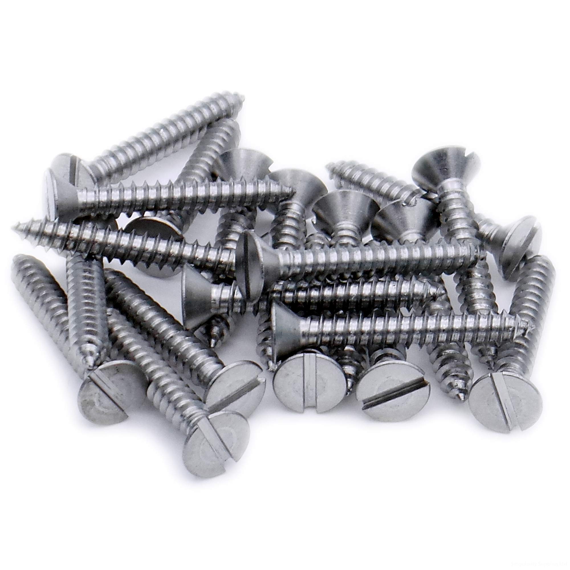 Singularity Supplies No.12 X 1.25 (5.5Mm X 32Mm) Slot Countersunk Self-Tapping Screw - Stainless Steel (A2) (Pack Of 20)