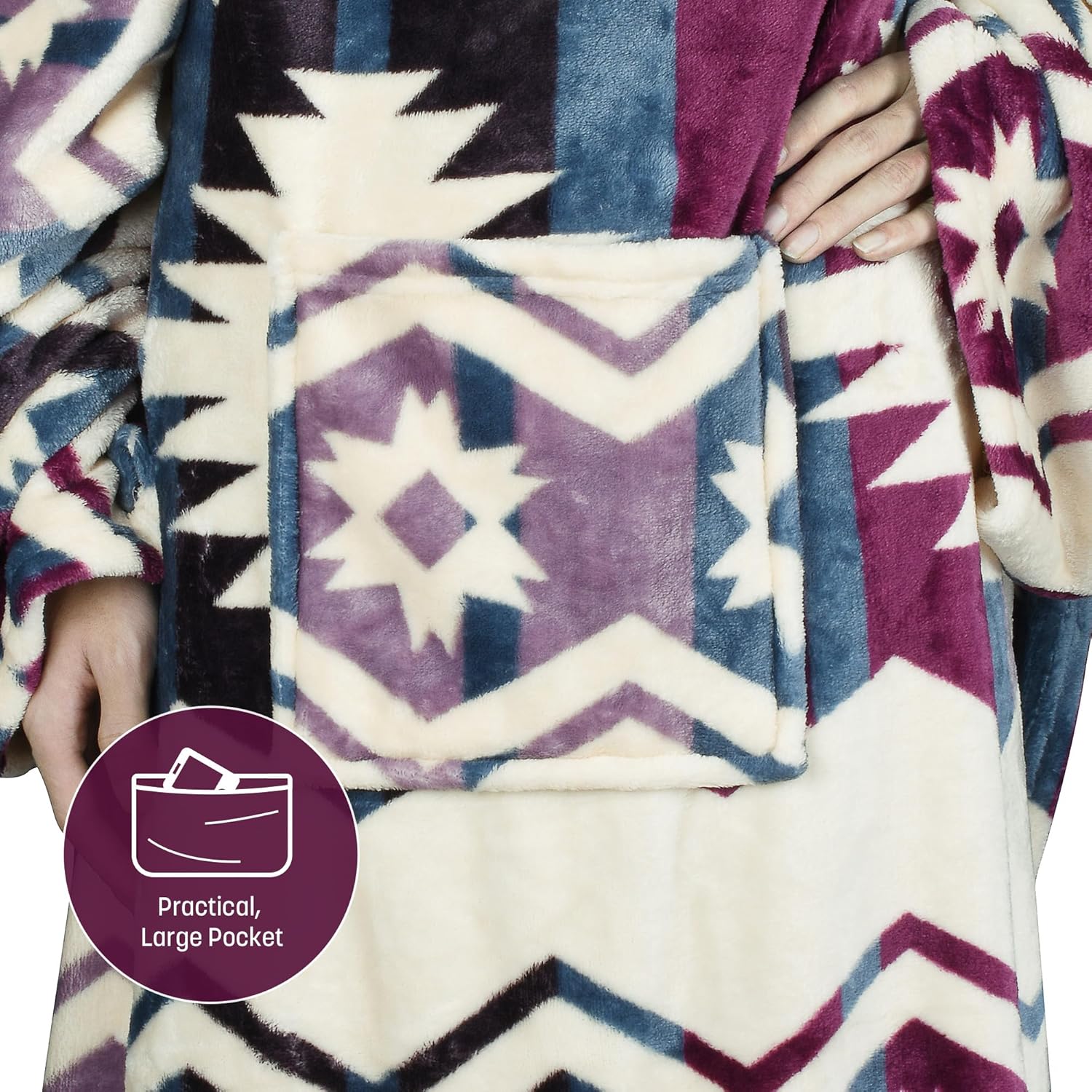 Catalonia Wearable Blanket with Sleeves and Pocket, Soft Comfy Fleece Snuggy Wrap Throws Blanket Robe for Women and Men - Image 6