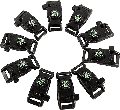 10 hebillas de silbato de emergencia vienen con brújula, arrancador de fuego y raspador de pedernal para acampar al aire libre, pulsera de