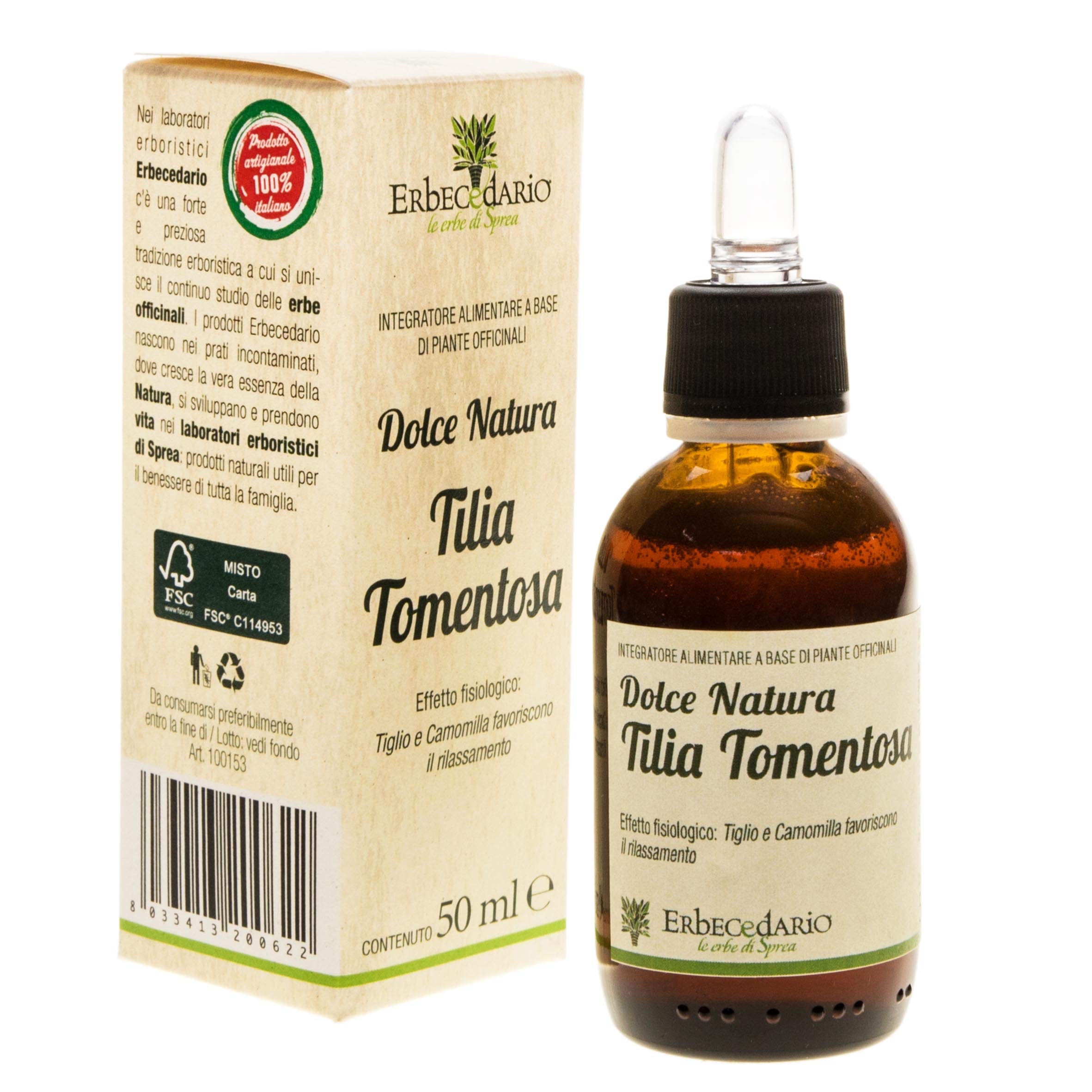 Dolce Natura Tilia Tomentosa Sciroppo Bambini 50ml, Integratore Calmante Naturale Riduce agitazione e stress favorendo Rilassamento e Sonno, Gocce per Dormire Bambini - Made in Italy