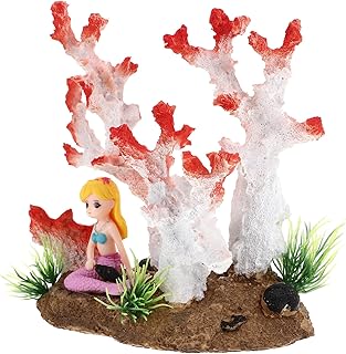 POPETPOP Aquarium Decor Mermaid Statue Mermaid Coral Figure Coral Reef Aquarium Fish Decorations for Tank Fish Tank Accessories Imitation Coral Ornament Mermaid Coral Sculpture for Aquarium