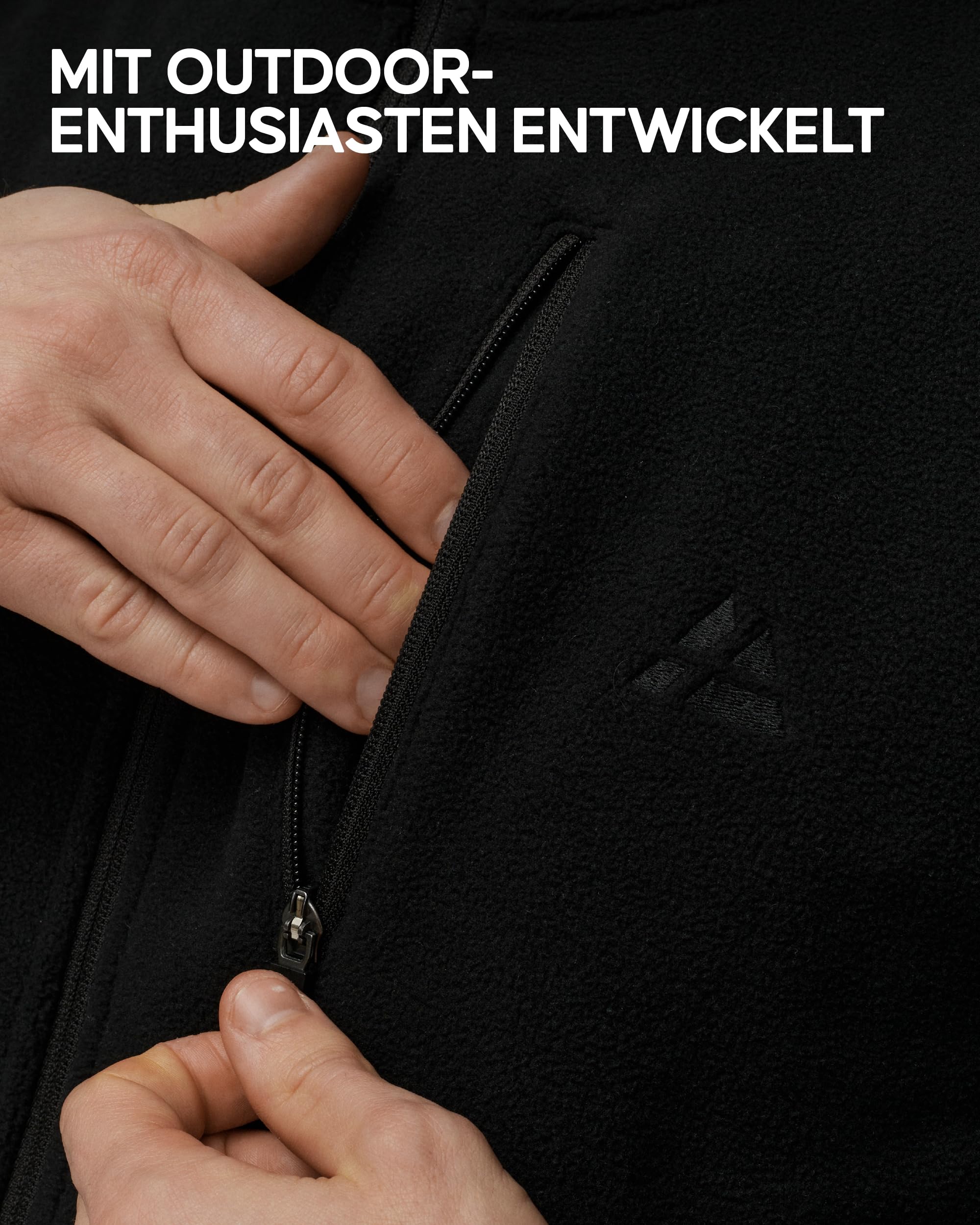 DANISH ENDURANCE Micro Fleece-Jacke Herren, Outdoorjacke mit Stehkragen & Taschen, Übergangsjacke, Full Zip, Winddicht, für Alltag, Outdoor & Wandern
