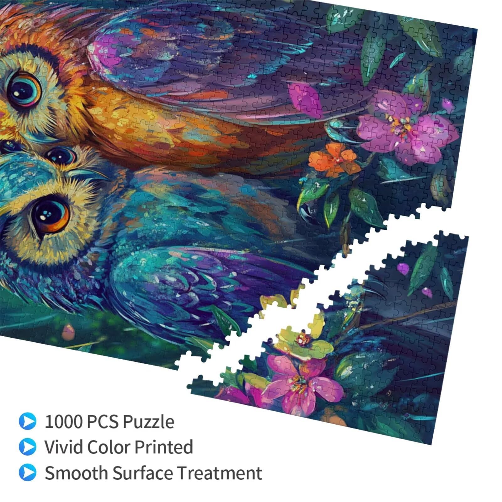 Fleur Puzzle Hibou 3000 Pièces Adultes, DIY Puzzles Classiques Art avec Boîte d'emballage et Photos de Référence, Relaxation/Soulagement du Stress/Jeux Amusants, Creatif Cadeau pour Femme M-1958
