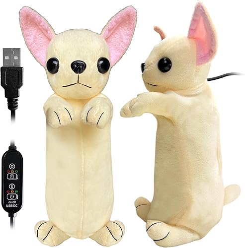 Crimmy Almohadilla térmica para calambres menstruales y alivio del dolor de espalda, lindos cachorros de peluche aptos para microondas, regalos para