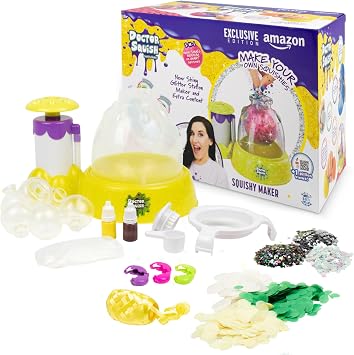 Doctor Squish Squishy Maker, New Shiny Glitter Station Maker, Decorate with Confetti, Sparkles & Colored Ink, Variety of Sizes, Just Add Water to Make Your Own Slime, For Ages 8+