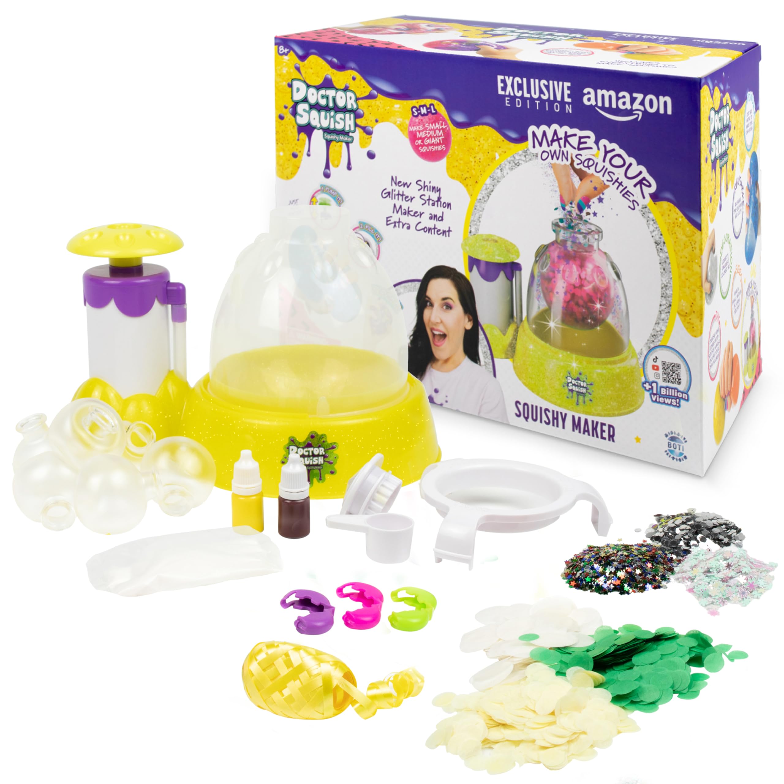 Doctor Squish Squishy Maker Station Amazon Exclusive Edition | DIY Squishy Maker Kit for Kids | Make Your Own Squishies with Slime Powder, Sparkles, TPR Balloons with Exclusive Bonuses | Ages 8 & Up