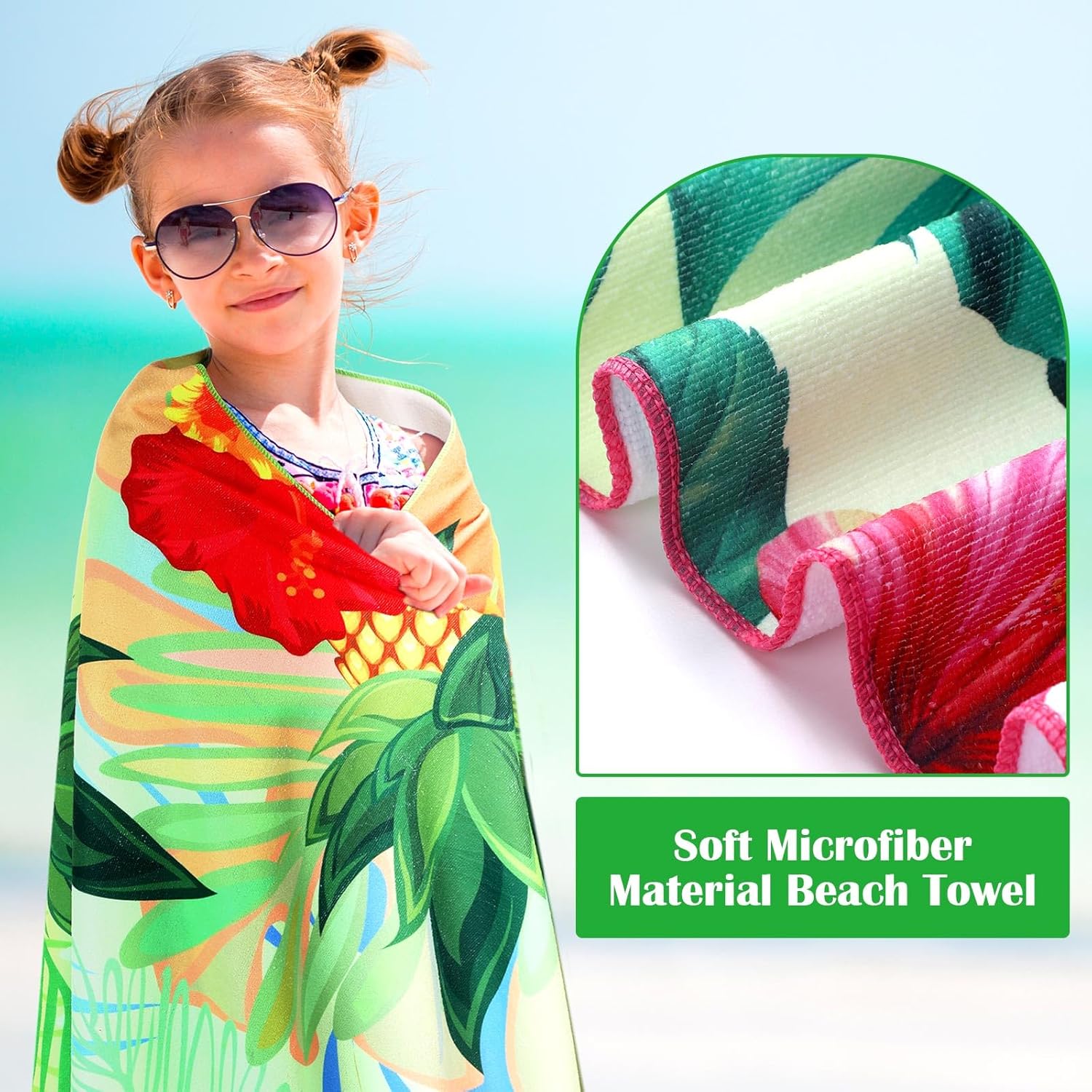 6 Pack Summer Beach Towels 35 x 70 Inch Oversized Microfiber Hawaiian Towels Sand Absorbent Quick Drying Aloha Summer Beach Blankets for Travel Swimming Bath Sports Pool