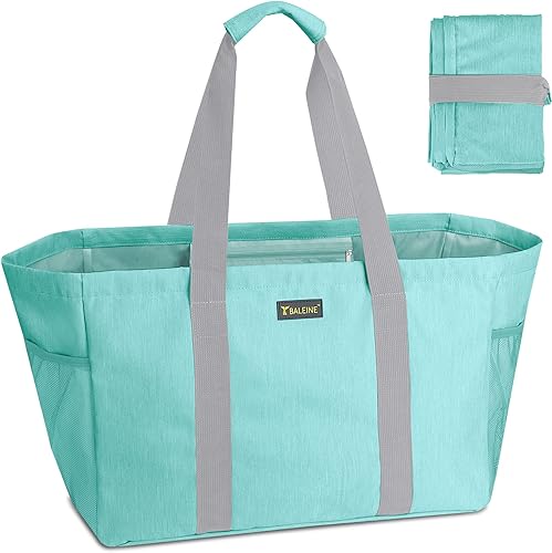 BALEINE Bolsa de almacenamiento extra grande suave de 9 galones, bolsa de almacenamiento reutilizable plegable (verde mar)