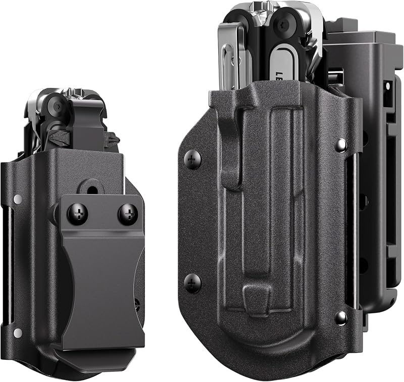 Kydex Multitool Sheath for Leatherman ARC, Bit Card Storage & Flint Stick | Fits 1 Bit Card Only–2 Nylon Belt Clips–Adjustable Retention–Horizontal or Vertical Carry–One-Handed Quick Draw