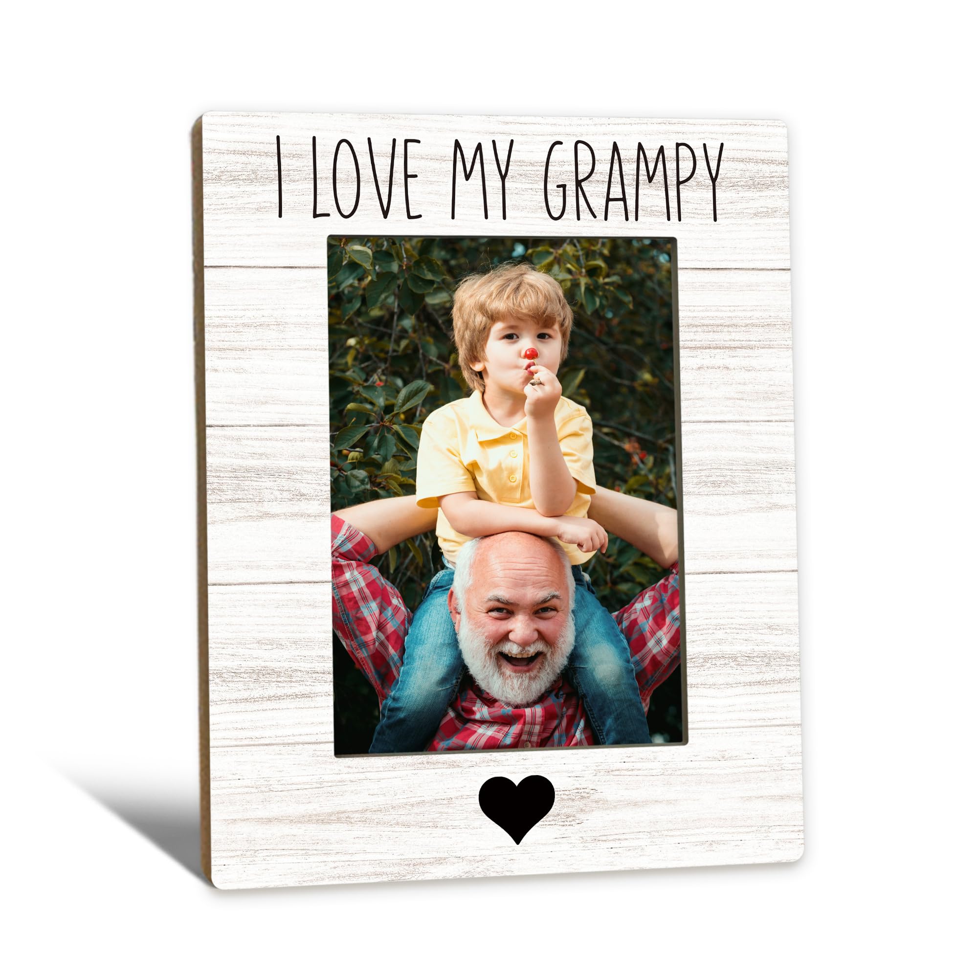Grampy Gifts Picture Frame 5x7, Grampys Photo Frame, Christmas Fathers Day Birthday Gifts for Grampys from Grandkids, I Love My Grampy Wooden Picture Photo Frames for Desk Home Room Decor