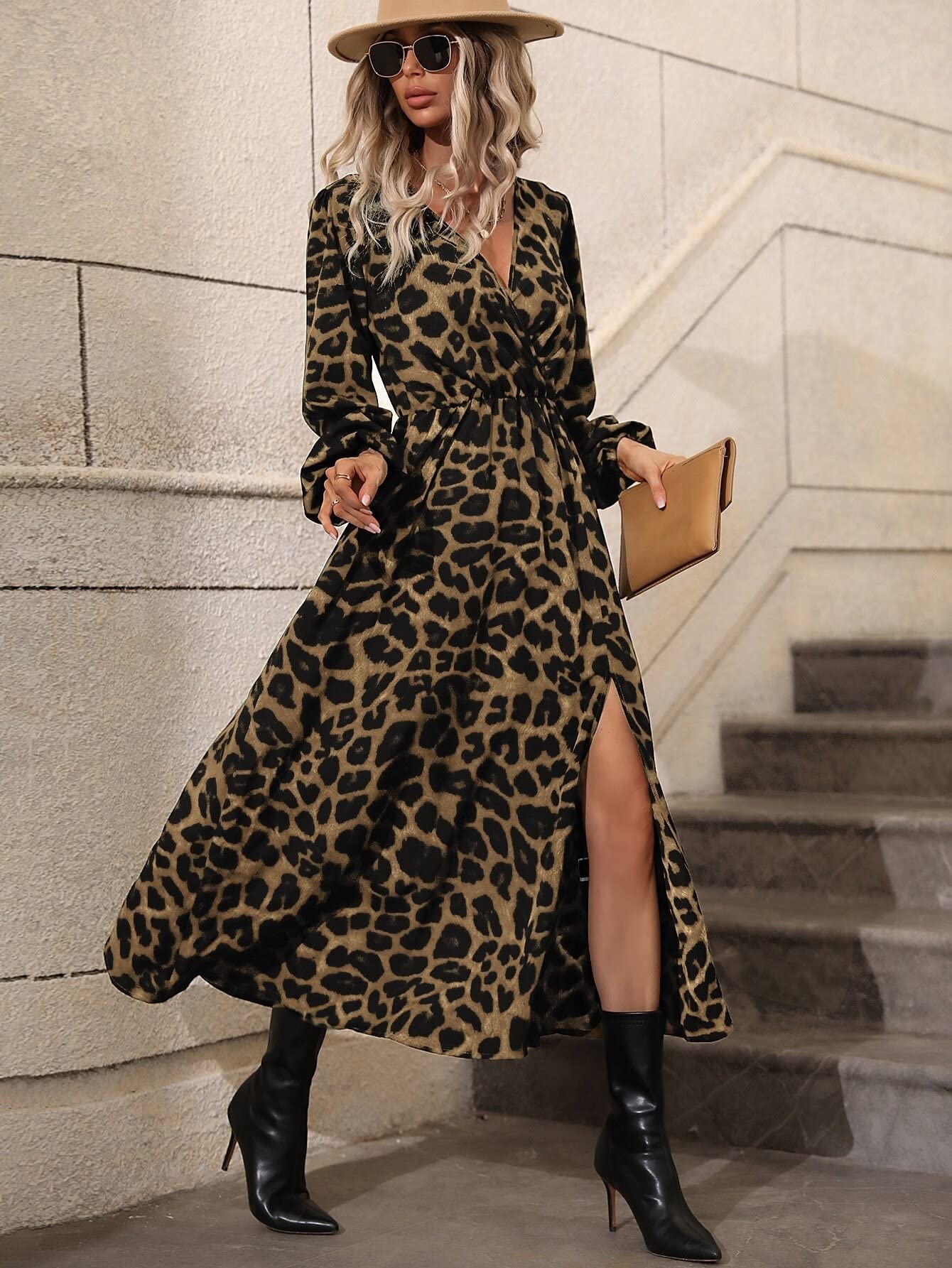 green emerald velvet dress Long Leopard Print Prom Dress Evening Gown main image 1