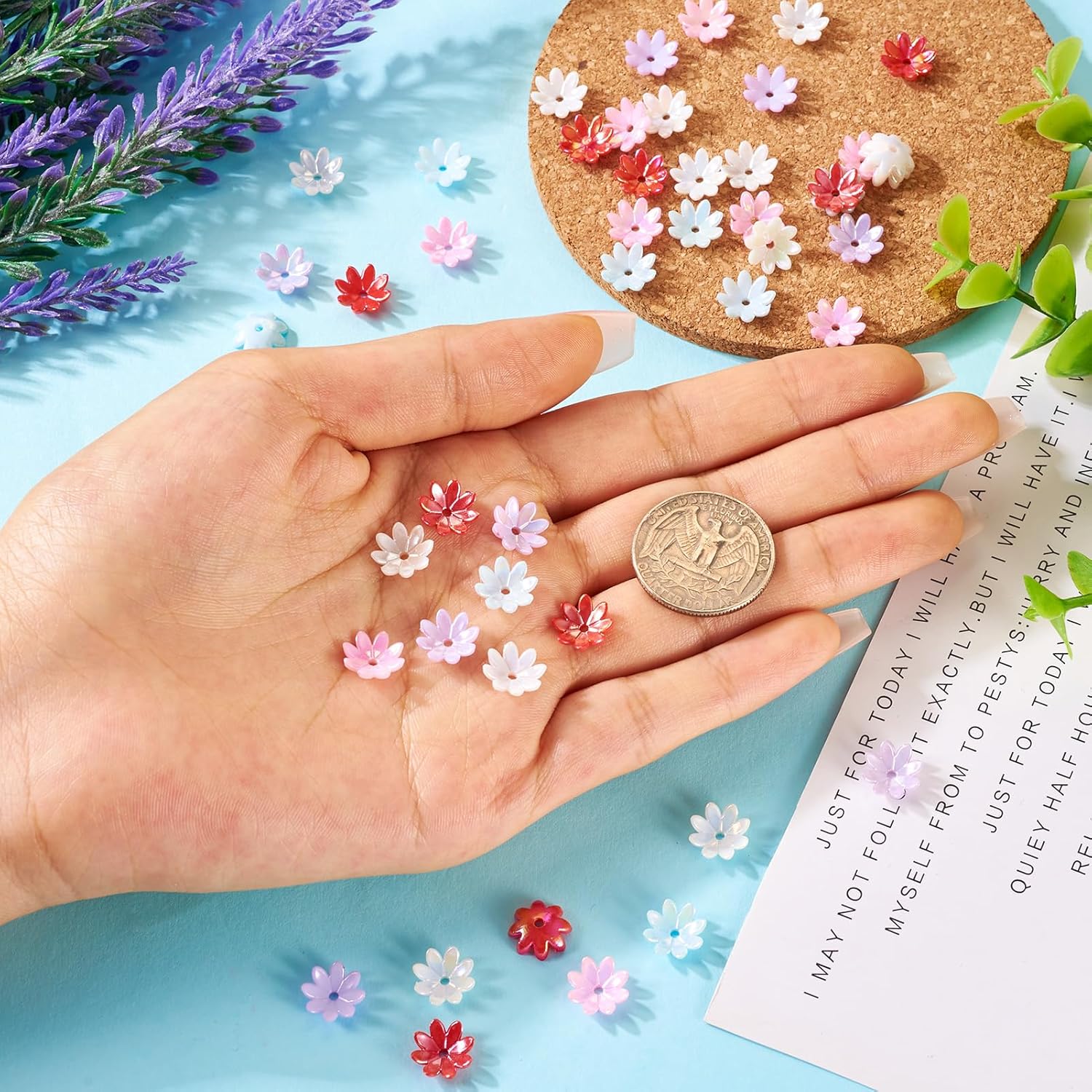 10mm Flower Acrylic Bead Caps Cheriswelry 250Pcs 8-Petal Colorful Flower Spacer Beads End Caps for Bracelet Earring DIY Crafts Jewelry Making - Image 6