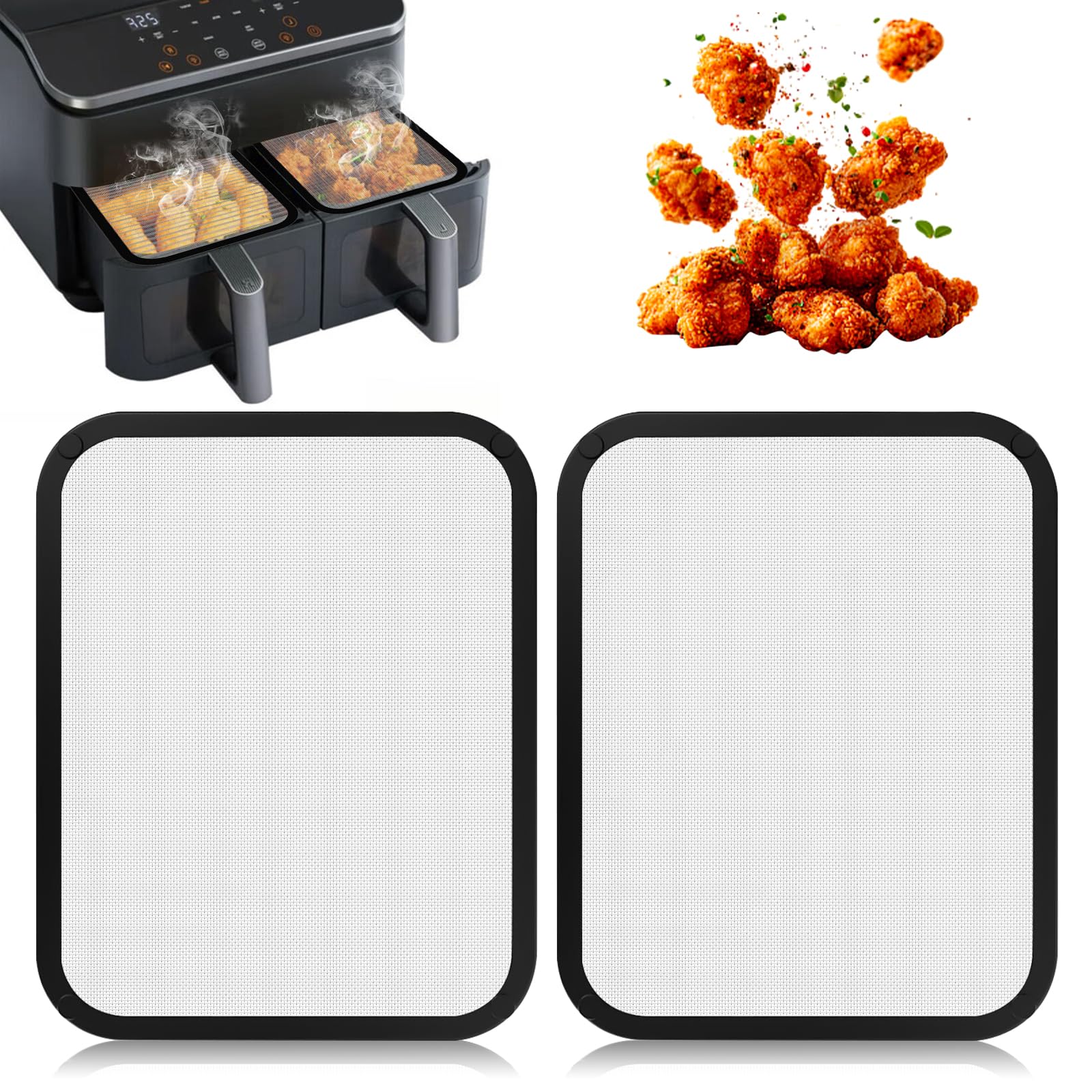 LURICO Protección contra salpicaduras de malla fina de acero inoxidable para Cosori Airfryer 8,5 L/Dual Blaze TwinFry 10 L,protección contra salpicaduras de grasa Fácil de Limpiar(Juego de 2 piezas)