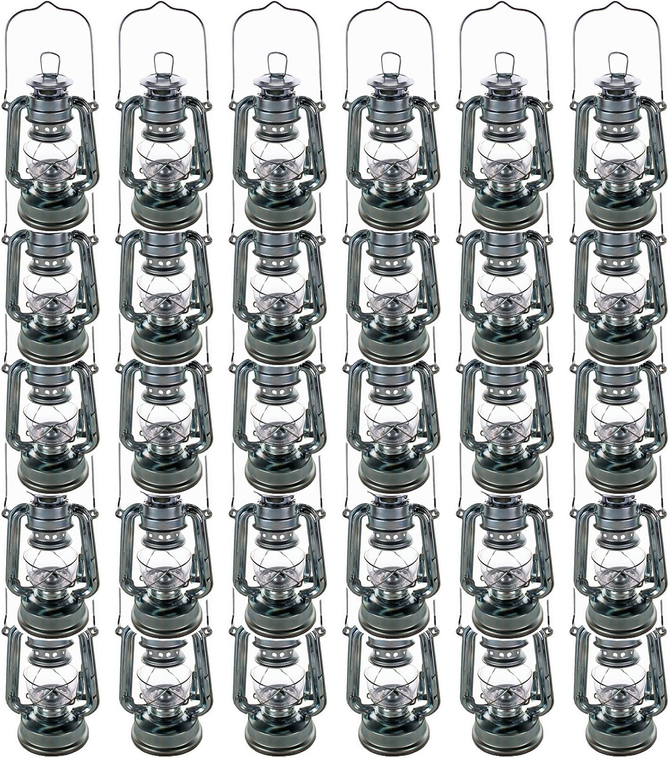 Lot of 30 - 8 Inch Silver Hurricane Kerosene Oil Lantern Hanging Light / Lamp