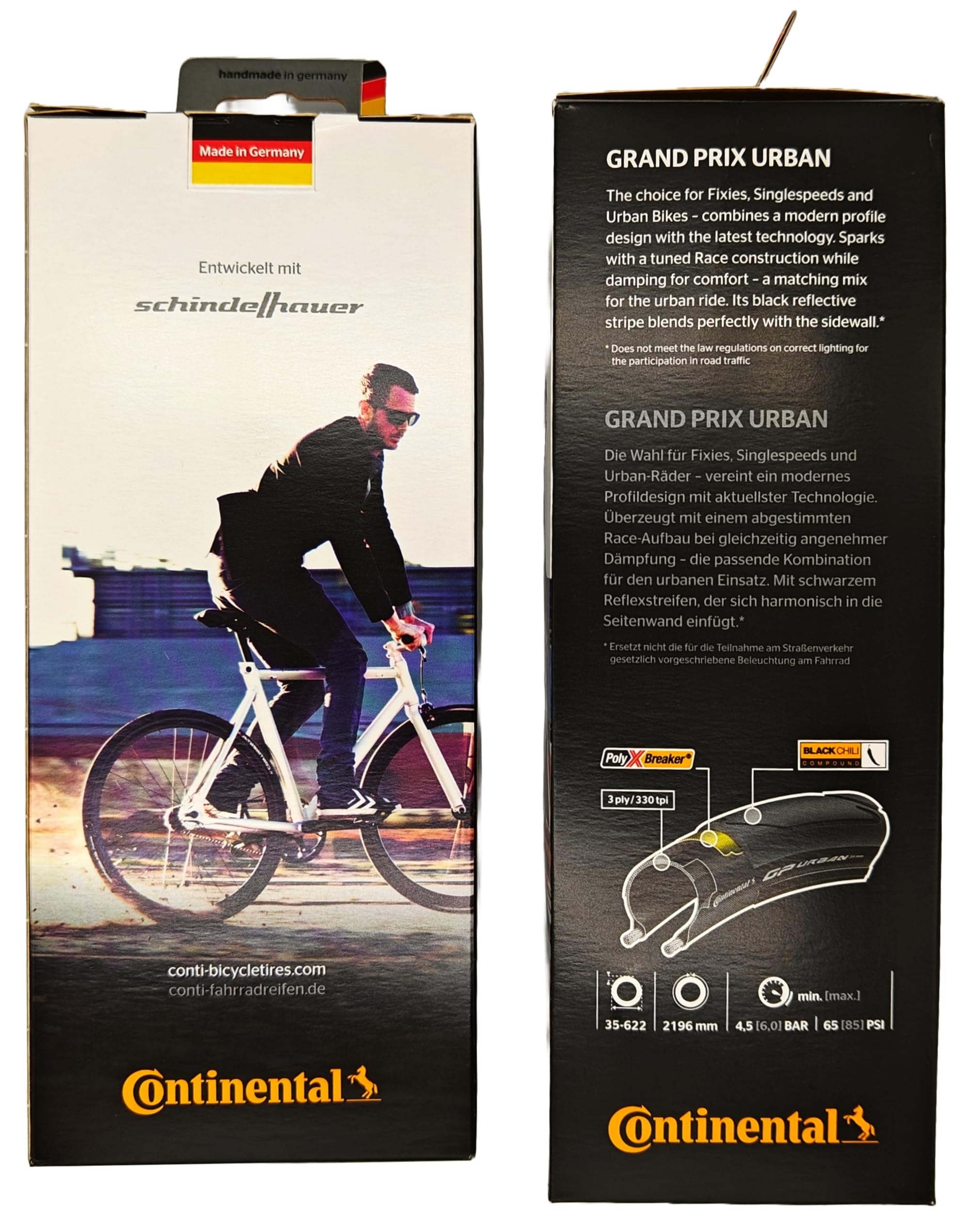 Continental Grand Prix Urban 700x35 Bike Tires - Set Of 2 Black Premium Folding Tires For City Riding, 35-622 ETRTO