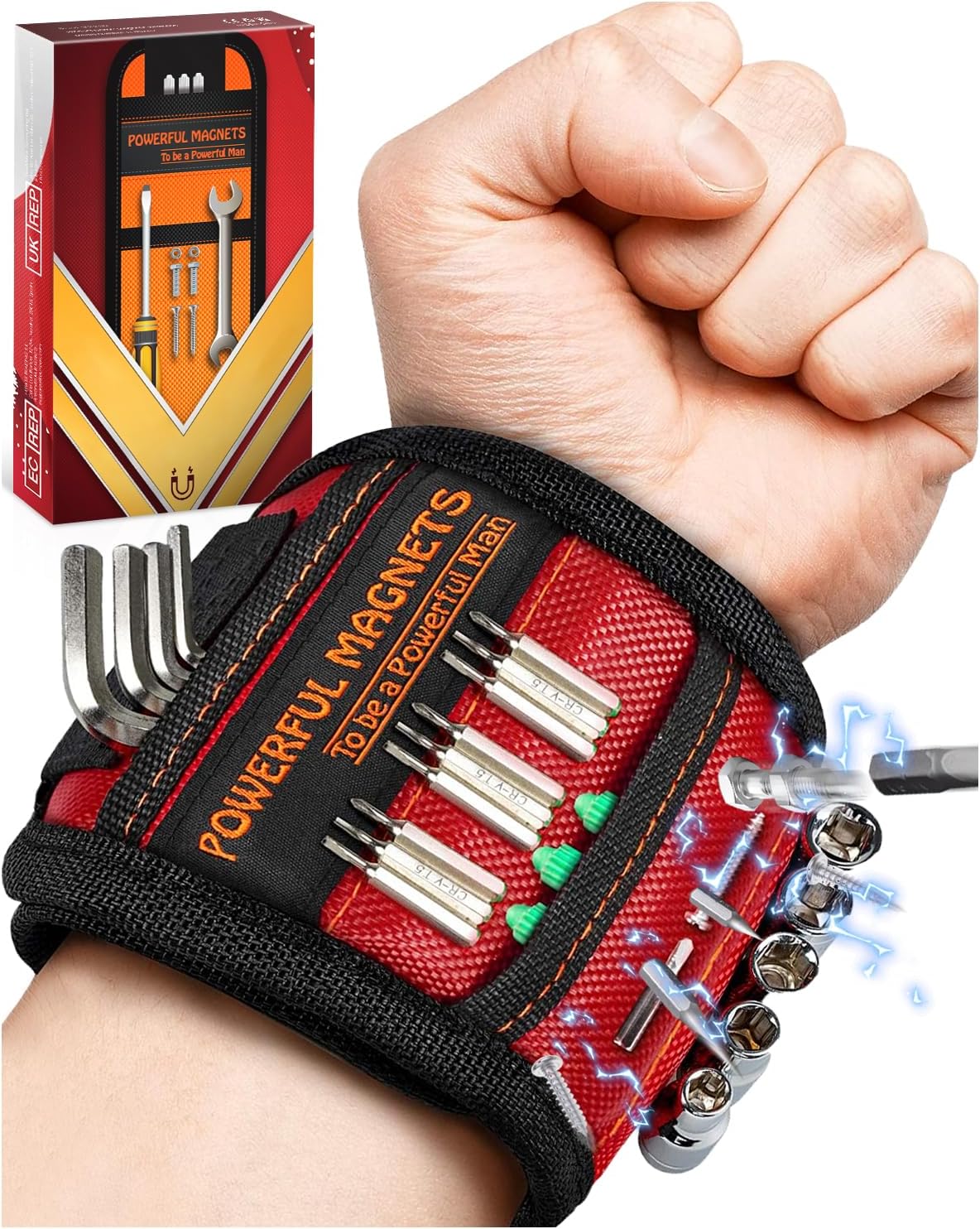 Magnetic Wristband, Perfect Stocking Stuffers for Men, Tool Belt Magnetic Wristband for Holding Screws, Nails, Drill Bits, Cool Gifts Gadgets for Men, Women, Dad, Husband, Carpenters