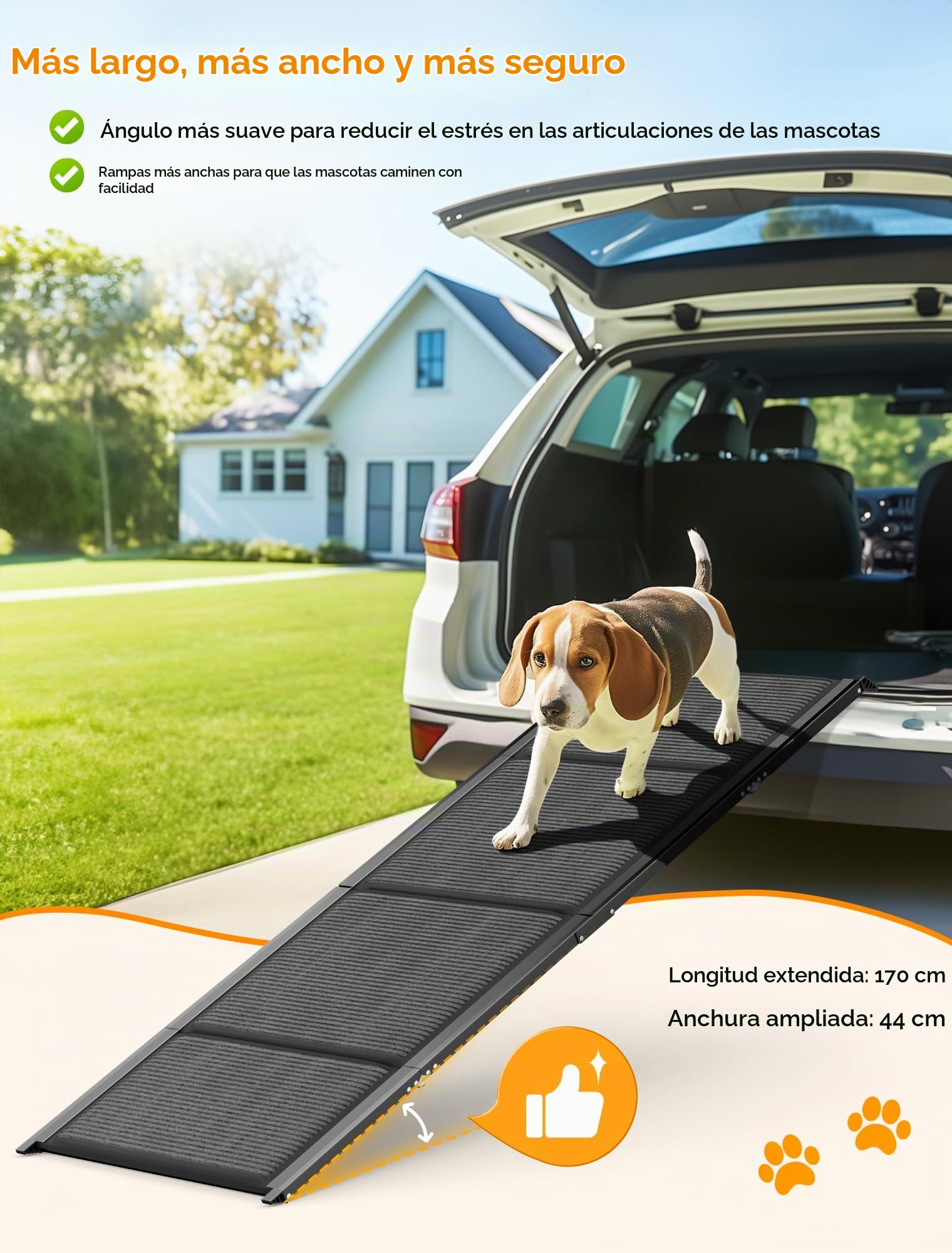 Rampa Plegable para Perros, soporta hasta 113 kg, rampa portátil para Mascotas para SUV, Camiones y escaleras al Aire Libre, portátil y Duradera, para Perros Grandes de hasta 113 kg