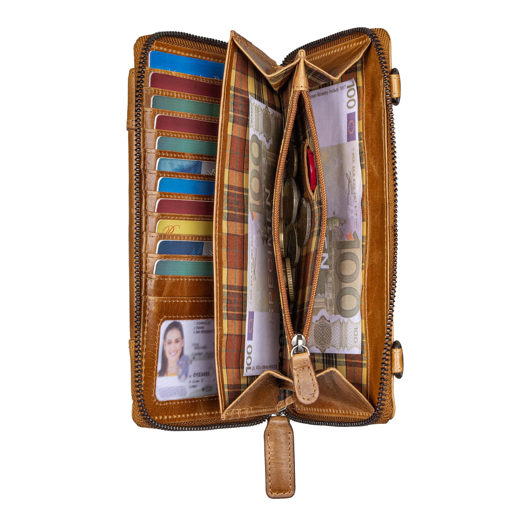 STILORD "Marigold 3-in-1 Echt Leder Portemonnaie Damen - Handytasche zum Umhängen - Crossbody Bag Umhängetasche Clutch Schultertasche Geldbörse Groß 18 Kartenfach RFID Farbe:perugia-braun