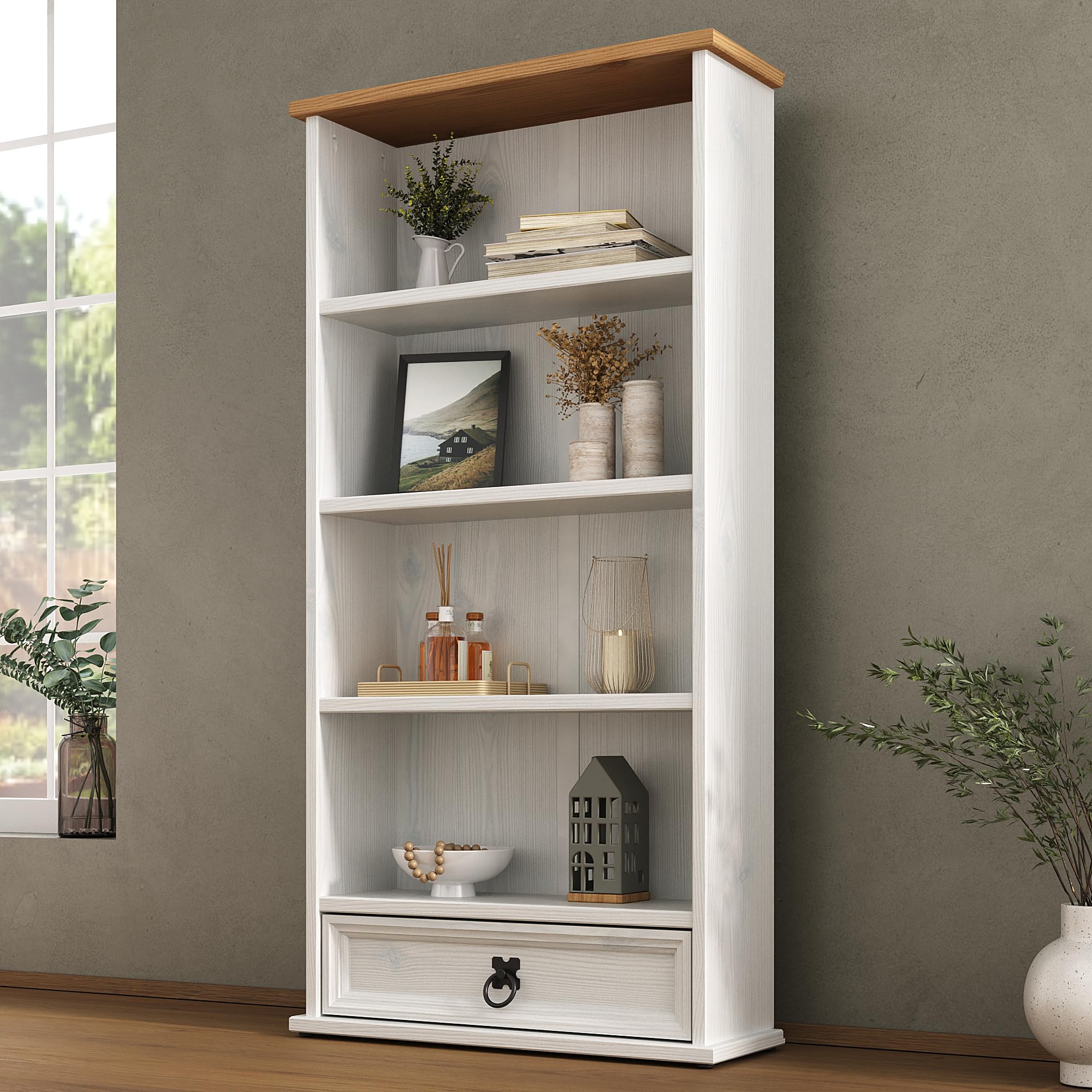 Mews Corona Pine DVD Bookcase White