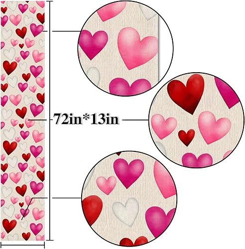 Miniatura 3 de Nepnuser Camino de mesa para el día de San Valentín, aniversario, boda, vacaciones, fiesta, decoración de corazón, hogar, cocina, comedor, 72
