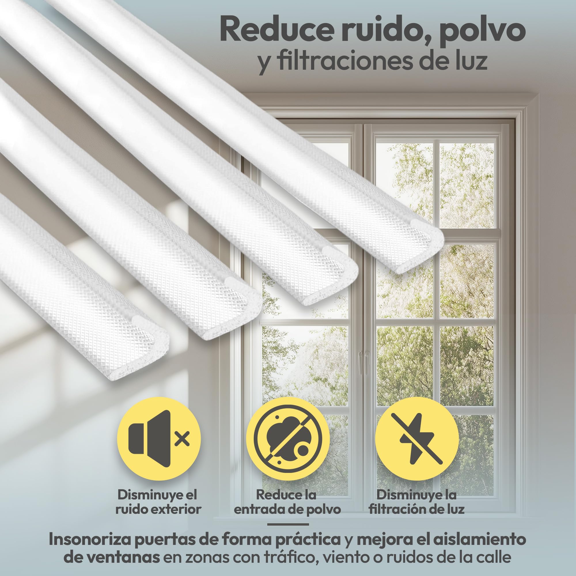Burlete Ventana Corredera en V 4m Blanco, Burletes para Ventanas y Puertas Correderas, Autoadhesivo, Aislante Térmico Ventanas Frío, Anticondensación, Cortavientos, Insonorización, 2,5-7 mm
