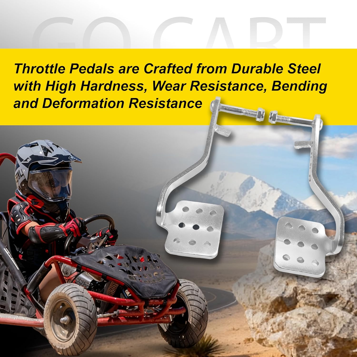 Go Kart Steering Spindle Steering Throttle 5/8" Axle 3-3/4" Long and Go Kart Pedal for Predator 212cc 196cc 420cc 301cc Yerf-Dog Manco Azusa Right Left Replacement Heavy Duty Go Kart Parts