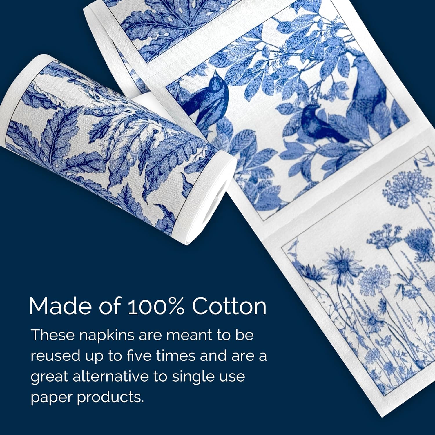 Botanical Blue and Green Cocktail Napkin Roll Bundle