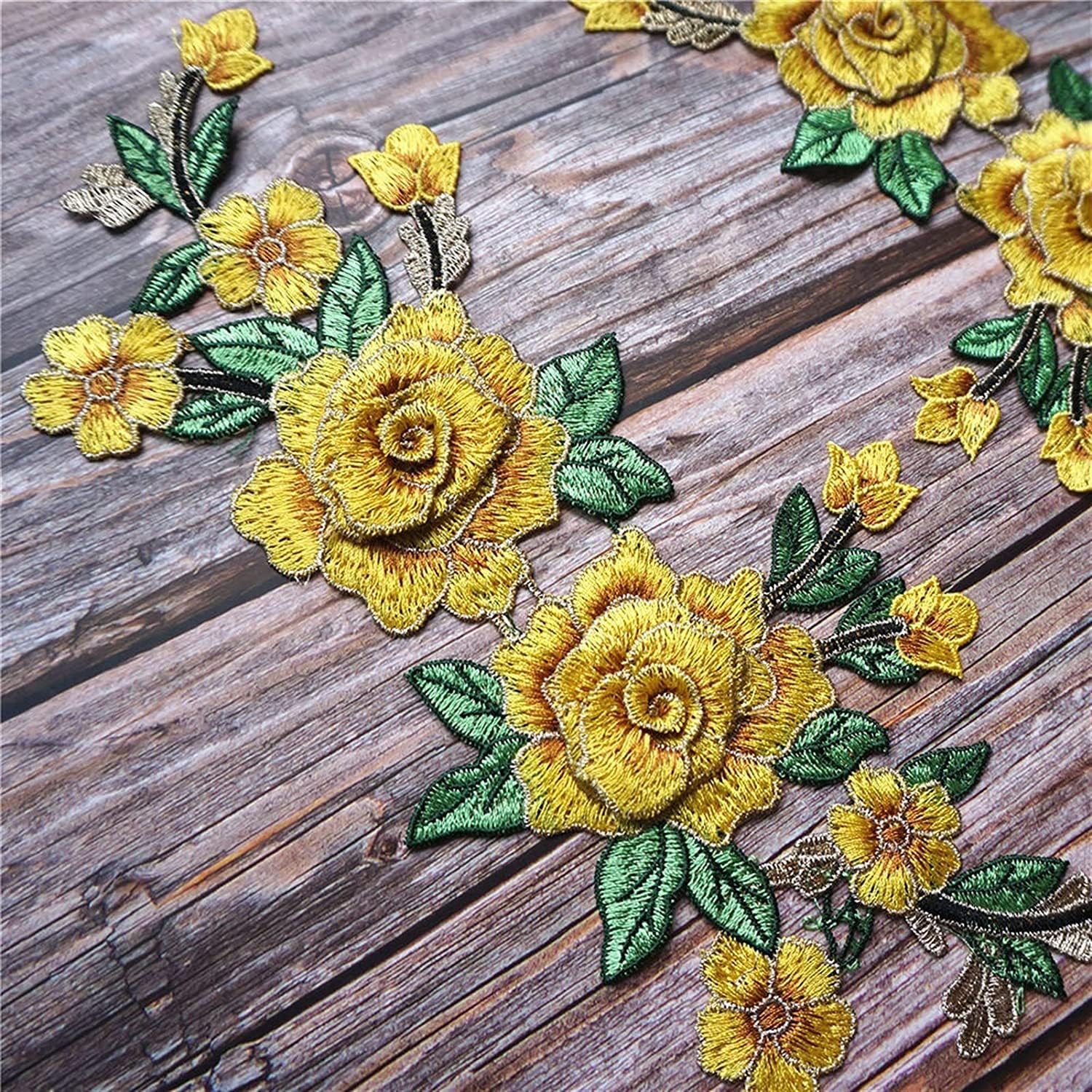 Uxcell Lot De 2 Appliques En Dentelle Florale 3D - Broderie 3D - Décoration Pour Robe De Mariée, Vêtements, Loisirs Créatifs - Beige (20 Cm