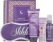 Sanctuary Spa Gift Set, Beauty Sleep Journal Tin With Pillow Spray, Face Mask, Warming Muscle Balm and Sleep Eye Mask, Vegan, Reusable Tin, Wellness Gift for Her, Gifts for Women, Sleep Aid, Birthday