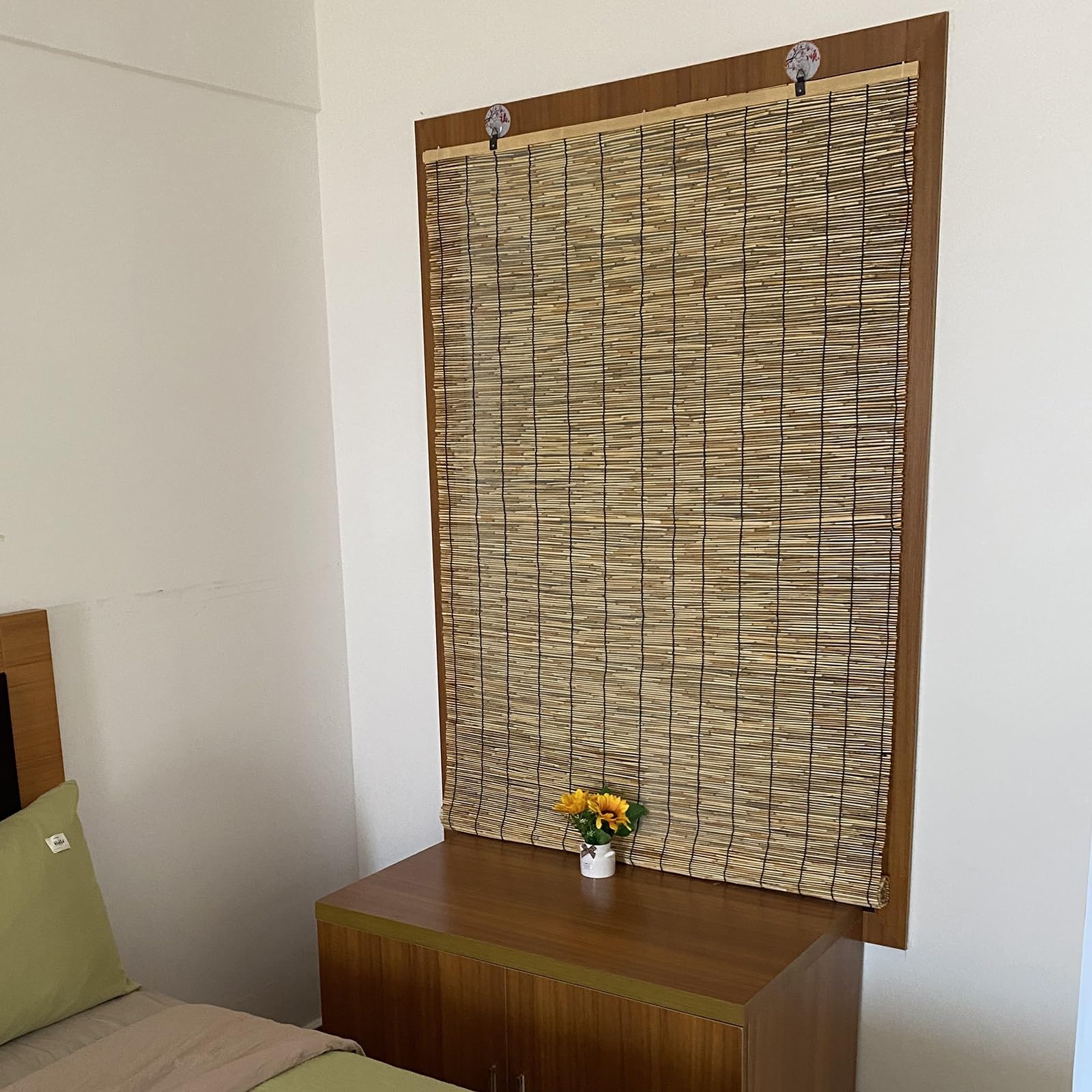 Rolety zewnętrzne z trzciny Naturalne rolety z trzciny ochrona przeciwsłoneczna oddychająca zapewniająca prywatność(145x201cm)