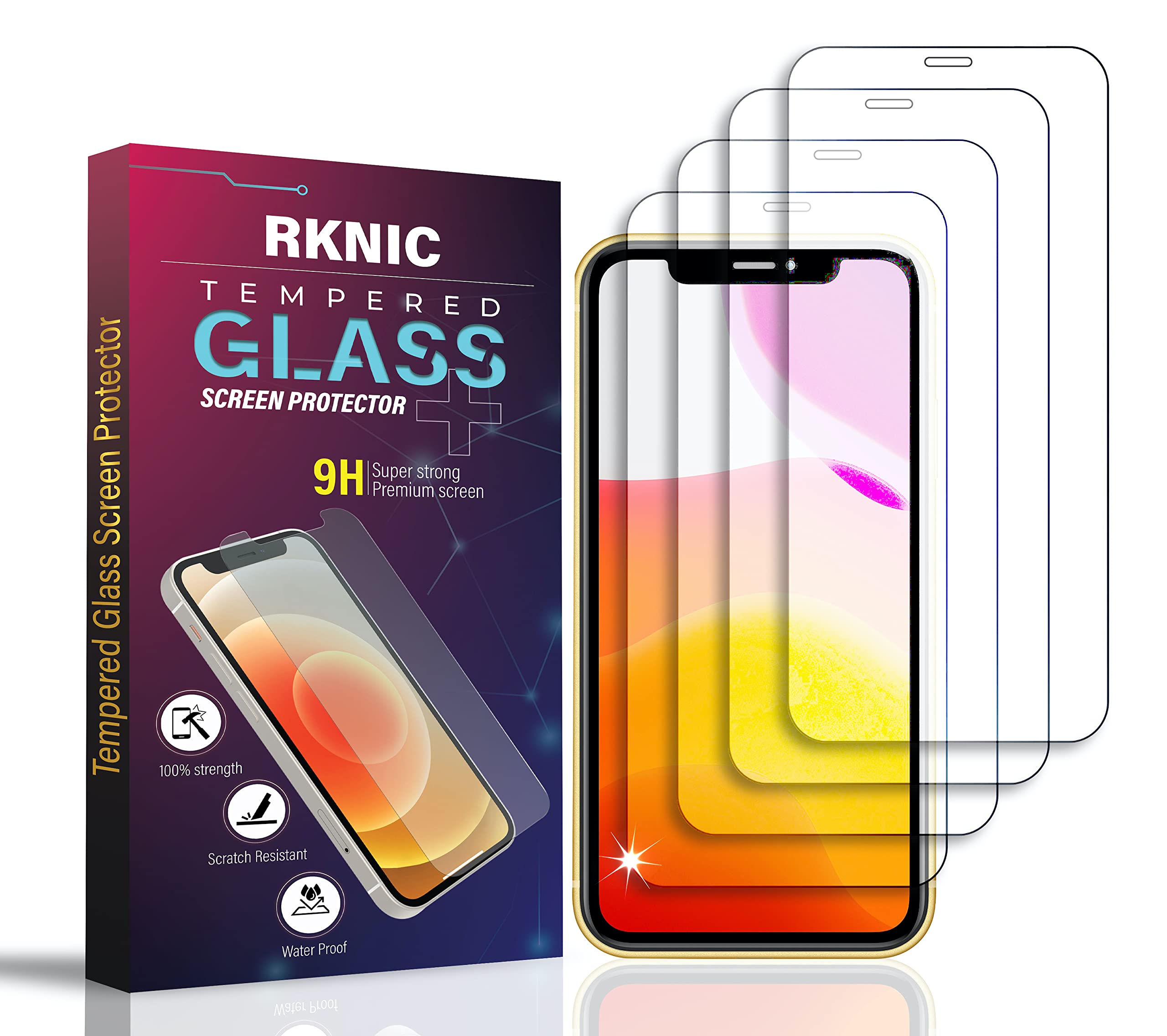Screen Protector [4-Pack] for Iphone 11 Pro/Iphone XS/Iphone X 5.8-Inch, Tempered Glass Film Screen Protector, 0.33mm [Lifetime Waranty][Anti-Scratch][Anti-Shatter][Bubble-Free]