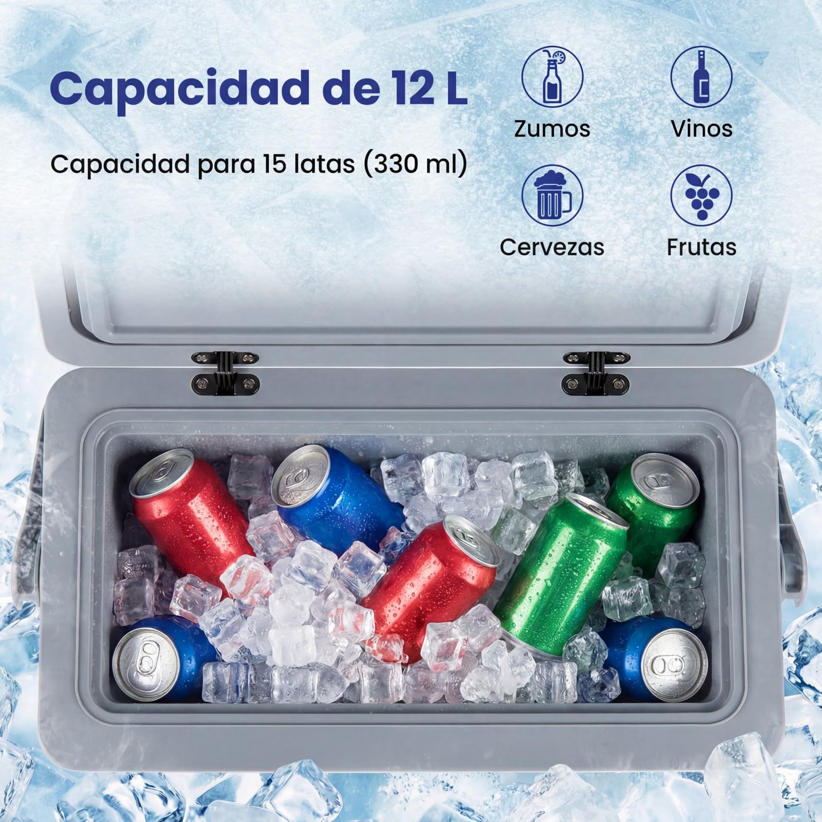 COSTWAY Nevera Portátil Rígida 12L, Nevera Térmica Moldeada por Inyección de 12 L con Asa de Fácil Agarre, Mantiene el Hielo hasta 3 Días, Cooler para Camping, Playa y Pesca, 48,5x29x31,5 cm