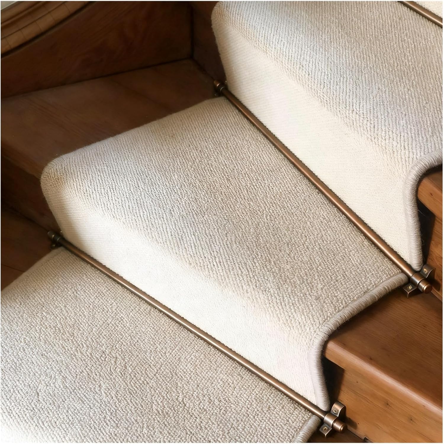 Stair Runner Holder Rods - Set of 10 Brass 30" Fixator Bars for Carpet Runners in Staircases, Villas, Museums & Theaters - Adjustable Lengths (12" to 16")