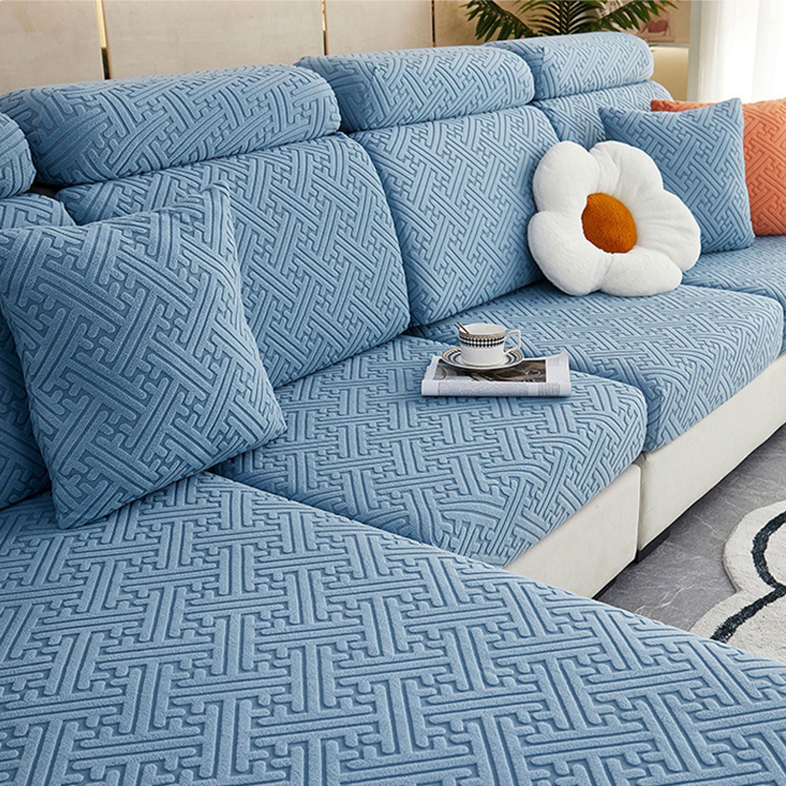 HUHJYUGE Sofa-Sitzkissenbezug 1 Sitzer, Sofa Schonbezüge Stretch, Schonbezüge Sofa Waschbar, Sofabezug Ecksofa L Form rutschfest, Mehrere