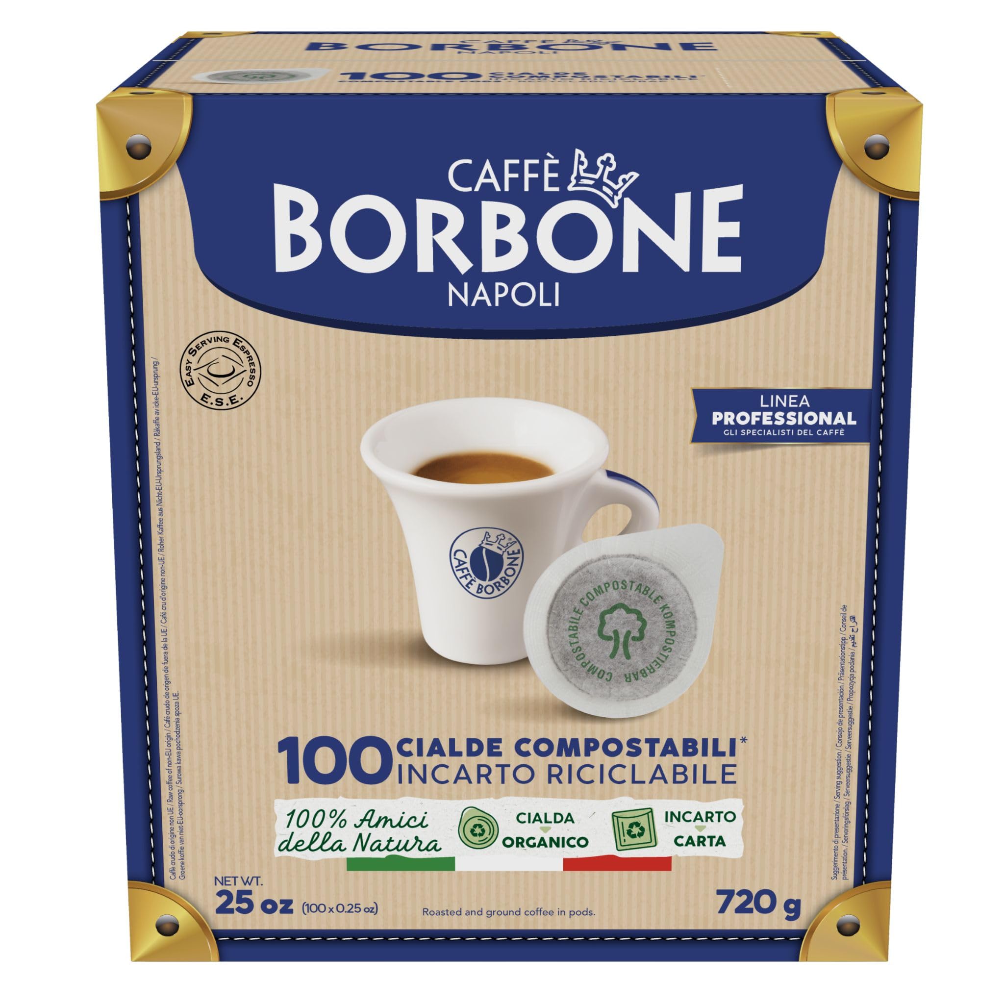 Caffé Borbone 4 x 50 Kaffee-Pads 44 mm: 50 Schwarz, 50 Blau, 50 Rot, 50 Gold
