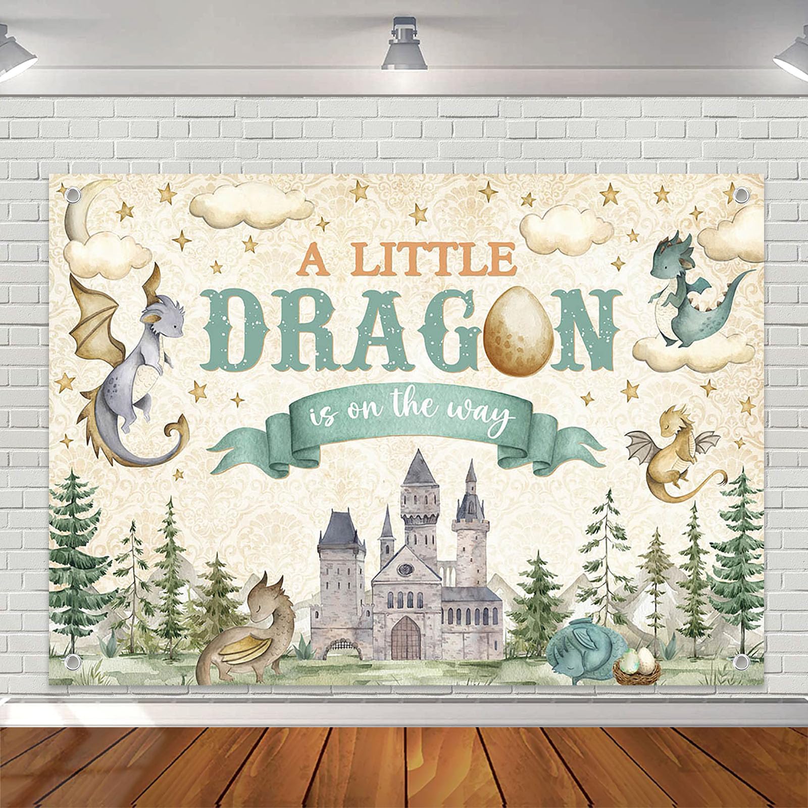 Avezano Dragon Baby Shower Backdrop A Little Dragon is On The Way Baby Shower Party Decorations Dragon Theme Gender Reveal Party Decor for Kids New Born (7x5ft)