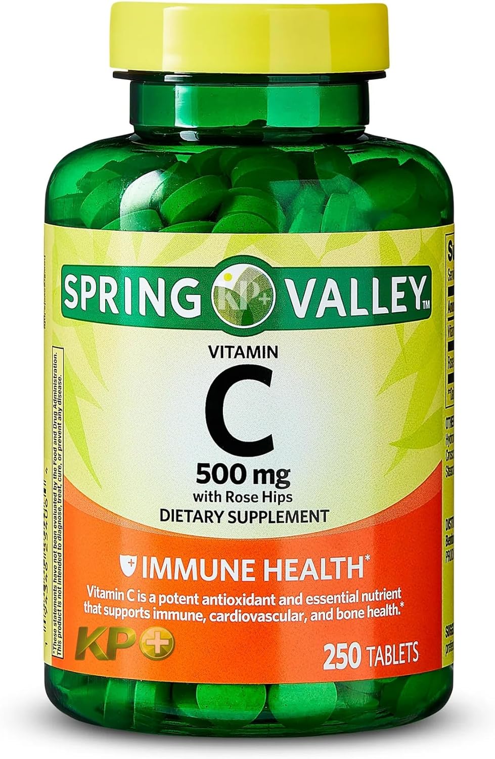 KP+ Vitamin C 500 mg with Rose Hips | Immune & Antioxidant Support | 250 Tablets | Supports Collagen, Skin & Bone Health | Dietary Supplement | Non-GMO | Gluten Free | Pack of 1