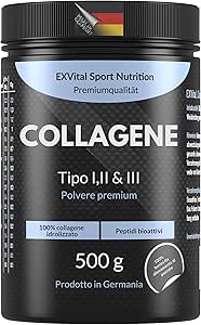 Collagene in Polvere 500 Gramm - Collagene Idrolisati Bioattivi con Peptidi, Polvere di Proteine - Senza Gusto, Collagene Tipo 1, 2 & 3 Lift Drink, ad Alta Concentrazione