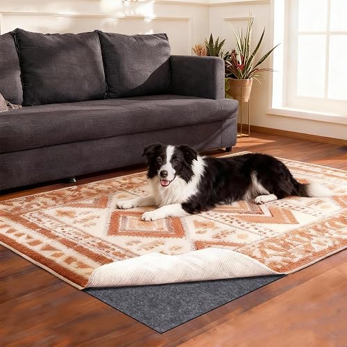 Rug Pad Waterproof Non-Slip 5x7 ft, 1/8' Thick Felt Cushion Pad for Area Rugs – Protects Hardwood, Tile & Laminate Floor